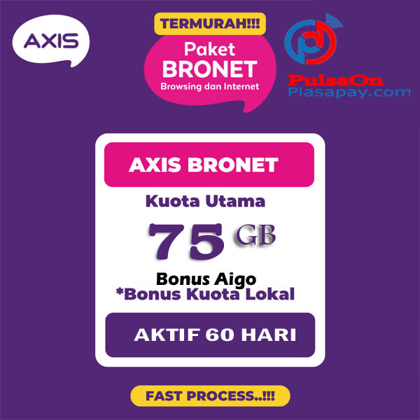 Paket Internet AXIS Bronet - Bronet 75GB + Bonus Aigo 60 Hari