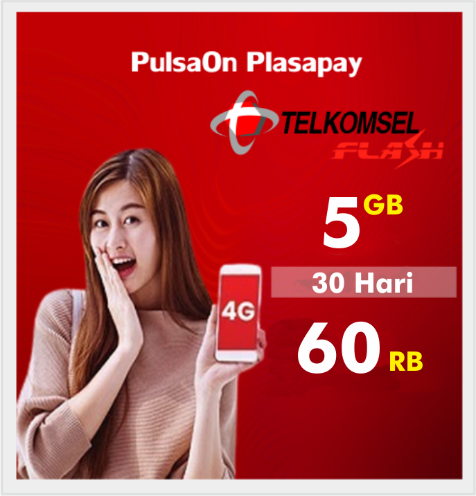 Produk Admin 1 PAKET DATA FLASH TELKOMSEL - 5GB All Jaringan 30 Hari 60.000